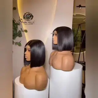 Bone Straight Short Bob Wigs 10 inches wig, 250% Density