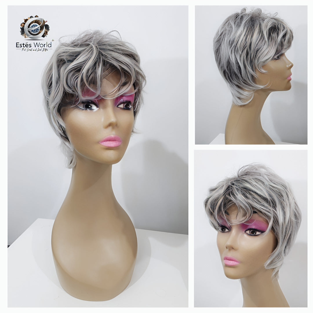 Dark Root Ombre Gray Short Hair
