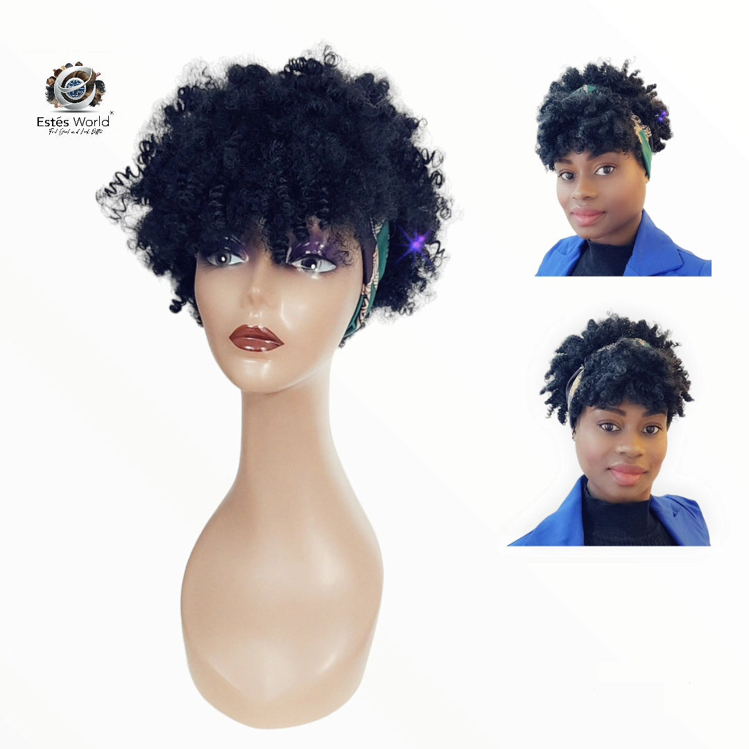 Natural Synthetic Turban Wrap Wig