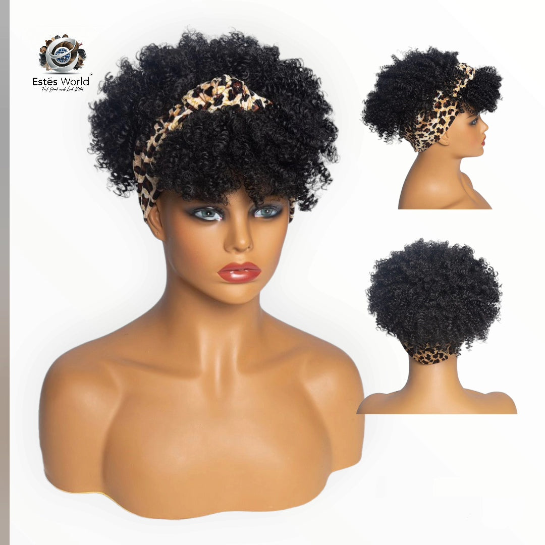 Natural Synthetic Turban Wrap Wig