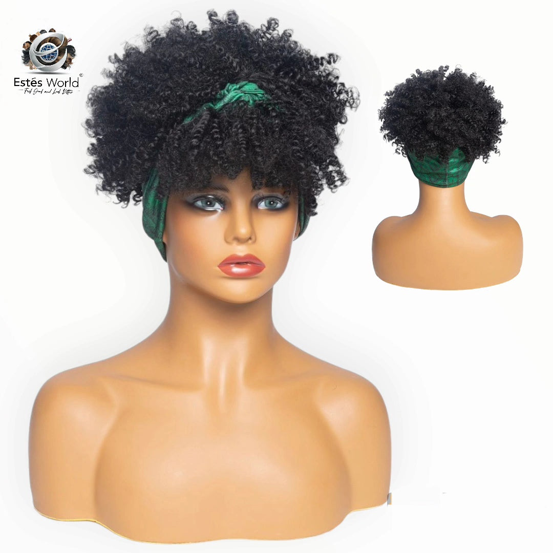 Natural Synthetic Turban Wrap Wig