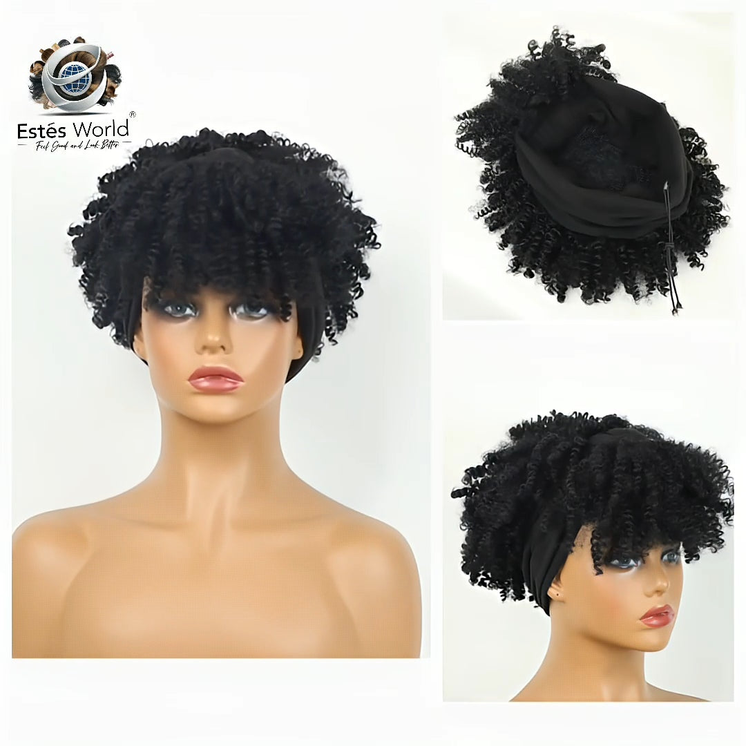 Natural Synthetic Turban Wrap Wig