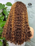 Curly Highlight 13x4 Lace Front Human Hair 4/27 Water Wave 250% Density