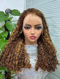 Curly Highlight 13x4 Lace Front Human Hair 4/27 Water Wave 250% Density